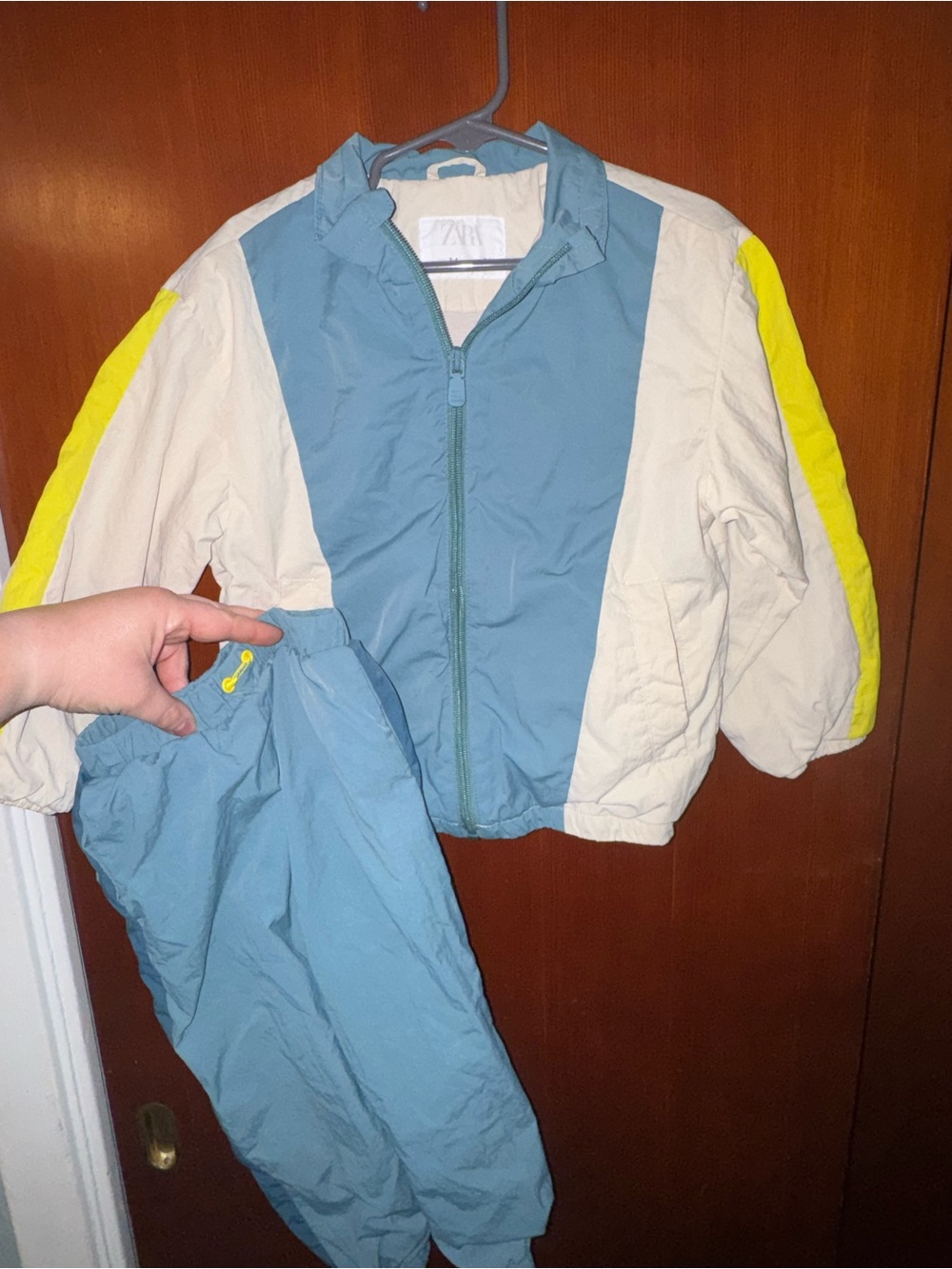 Zara Blue, Cream & Yellow Kids Matching Tracksuit